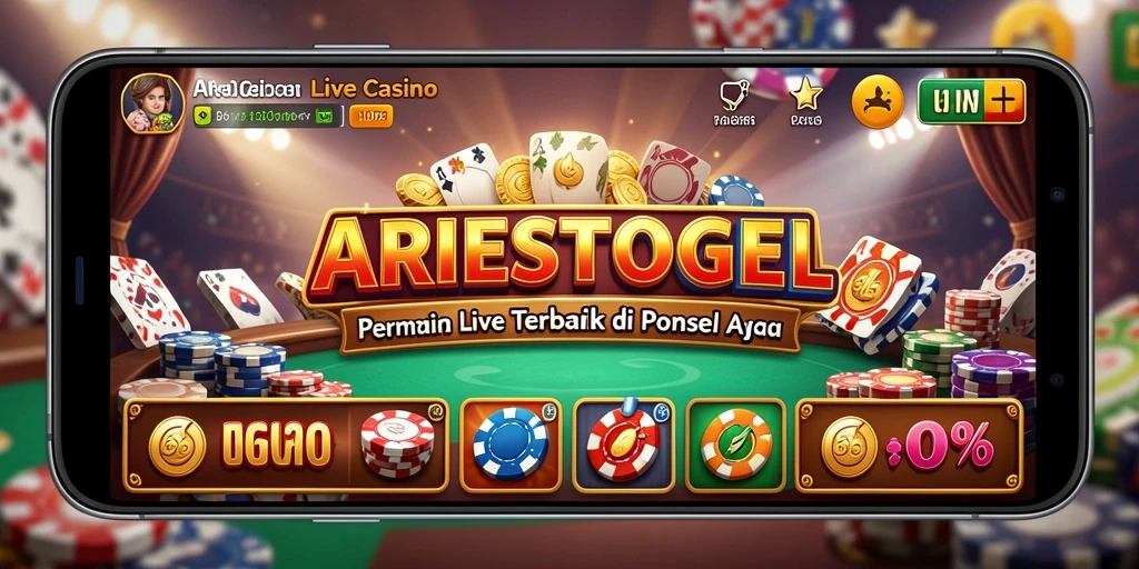 Screenshot gameplay ARIESTOGEL menampilkan dealer langsung dan interaksi pemain.