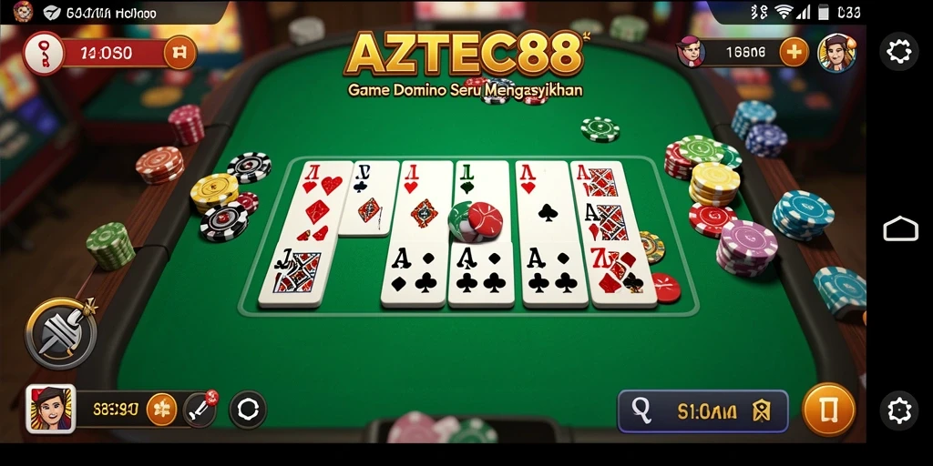 Tampilan gameplay domino yang seru dan interaktif di AZTEC88.