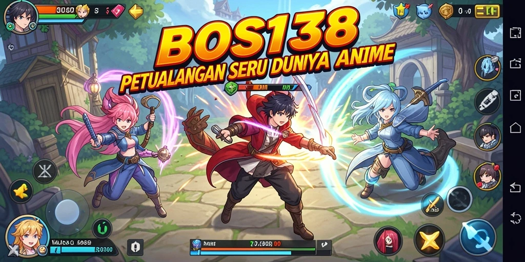 Tampilan gameplay BOS138 yang penuh warna dan karakter anime yang ikonik.
