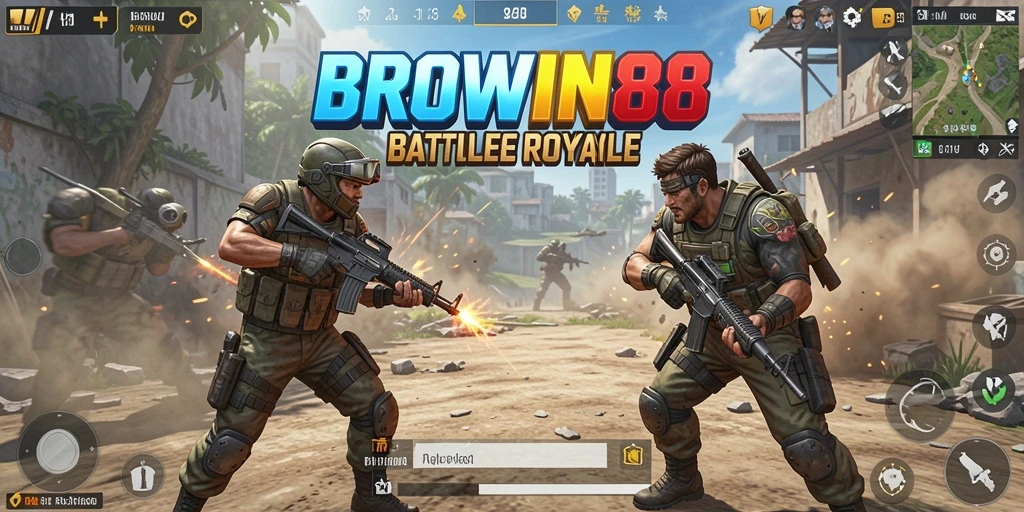 Screenshot gameplay BROWIN88 menampilkan aksi seru dalam Battle Royale.