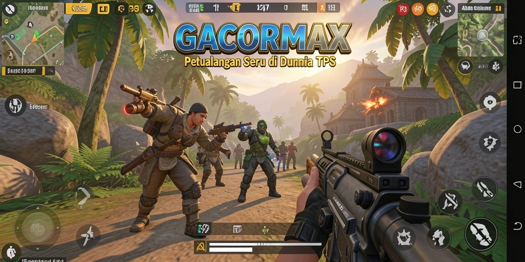 Screenshot gameplay GACORMAX menunjukkan aksi TPS yang intens.