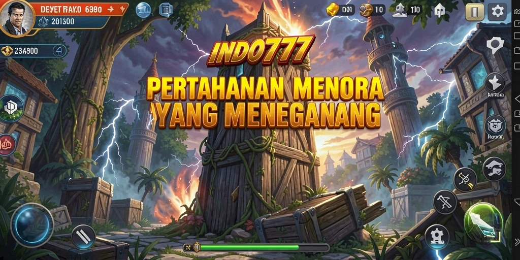 Menampilkan pertempuran seru dalam gameplay Tower Defense.