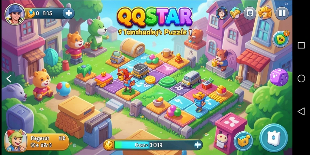 Tampilan utama gameplay QQSTAR menampilkan berbagai puzzle menarik.