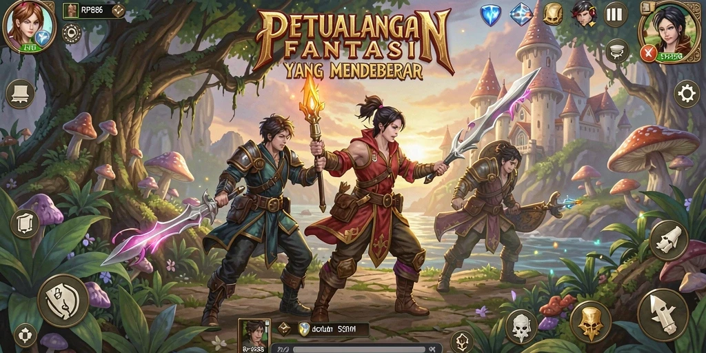 Screenshot RP886 menampilkan aksi seru dalam petualangan RPG yang epik.